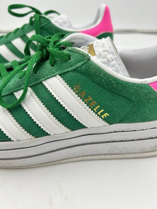 adidas Gazelle Bold Green / Lucid Pink Suede Platform Sneakers Womens Size 8 US - Picture 6 of 9